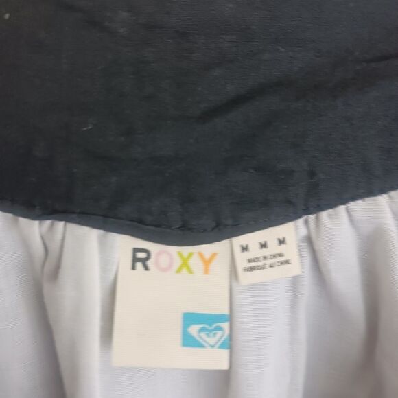 Roxy Junior Size Black Eyelet Spaghetti Strap Short Sundress suze M - Picture 2 of 6